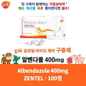구충제 알벤다졸  ZENTEL 400mg 100정